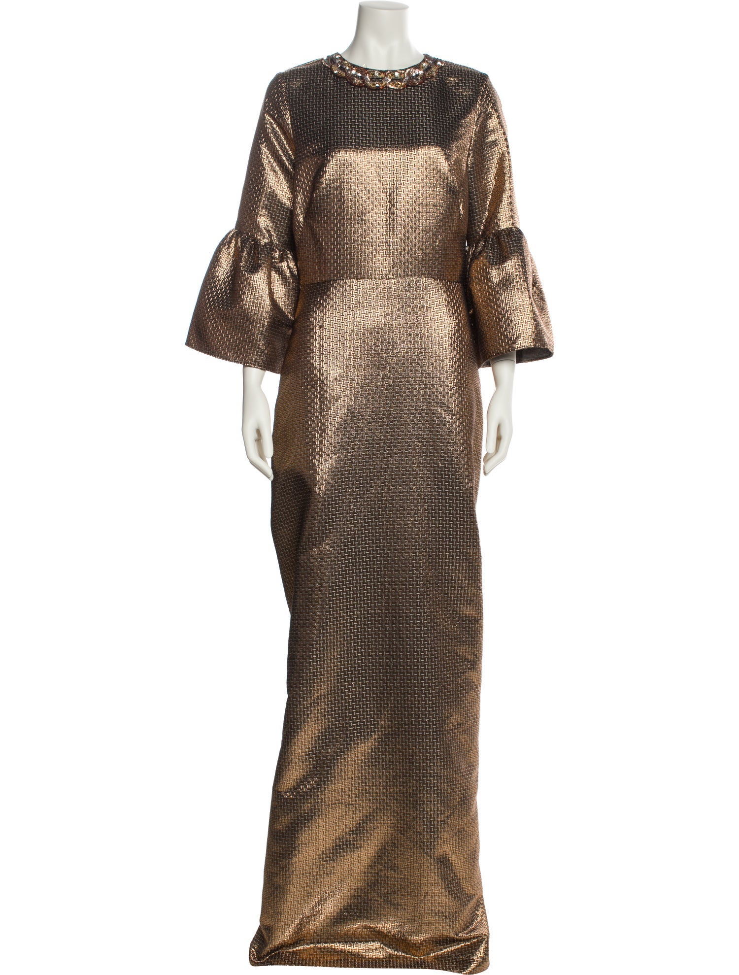 Reem Acra Printed Long Dress