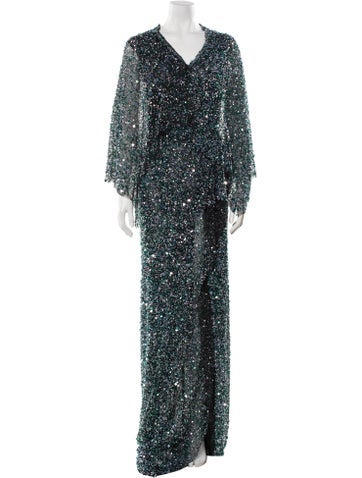 Pre-owned Reem Acra Sequin Long Dress