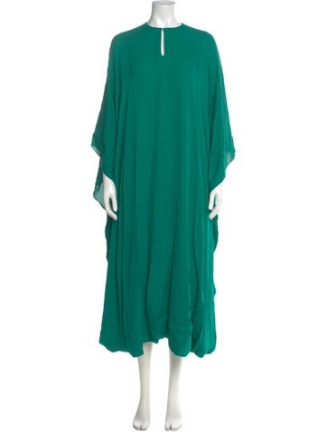 Pre-owned Reem Acra Silk Long Dress W/ Tags In Green