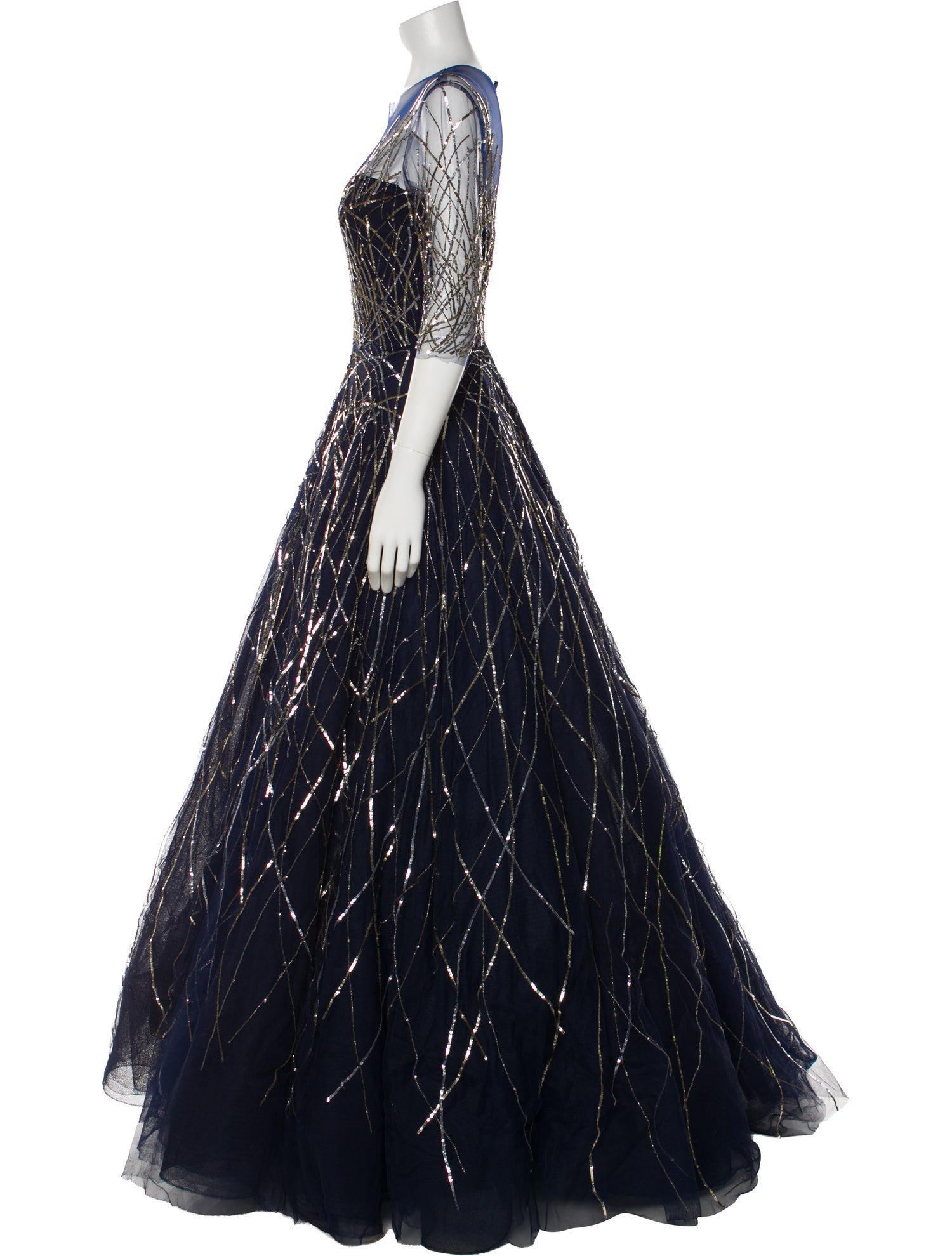 dresses evening dress Long-Sleeve Modest Long Formal Dress with Beads Black / 10