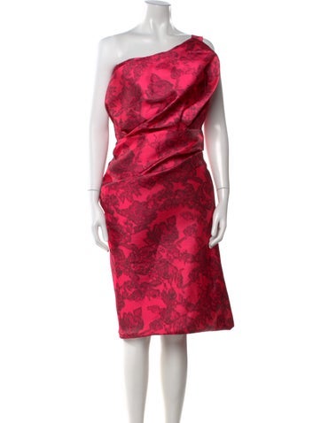 Pre-owned Reem Acra Printed Knee-length Dress In Pink