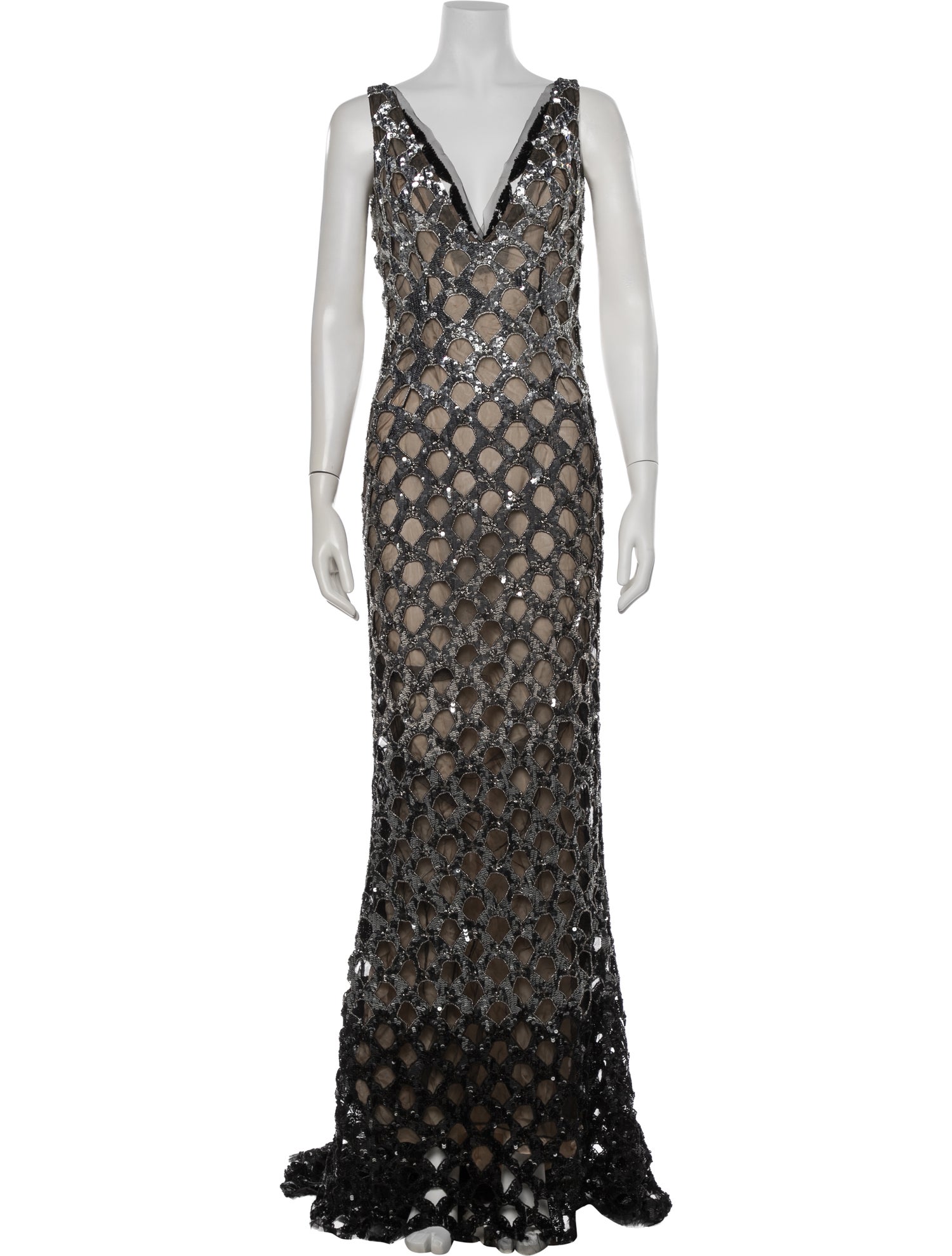 Reem Acra Lace Pattern Long Dress