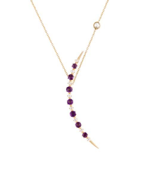 Renee Lewis 18K Amethyst & Diamond Crescent Pendant Necklace