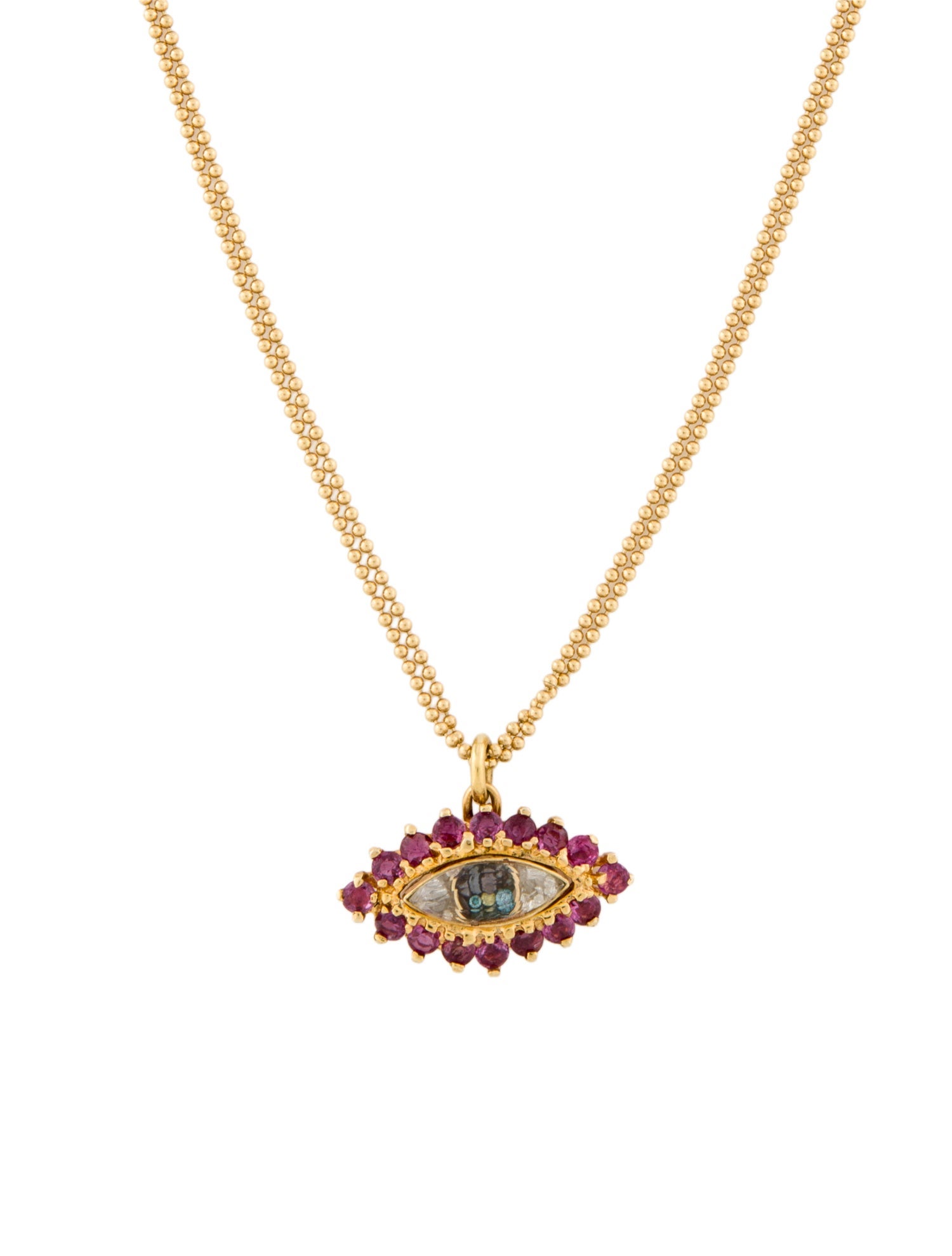 Renee Lewis 18K Ruby & Diamond Eye Pendant Necklace