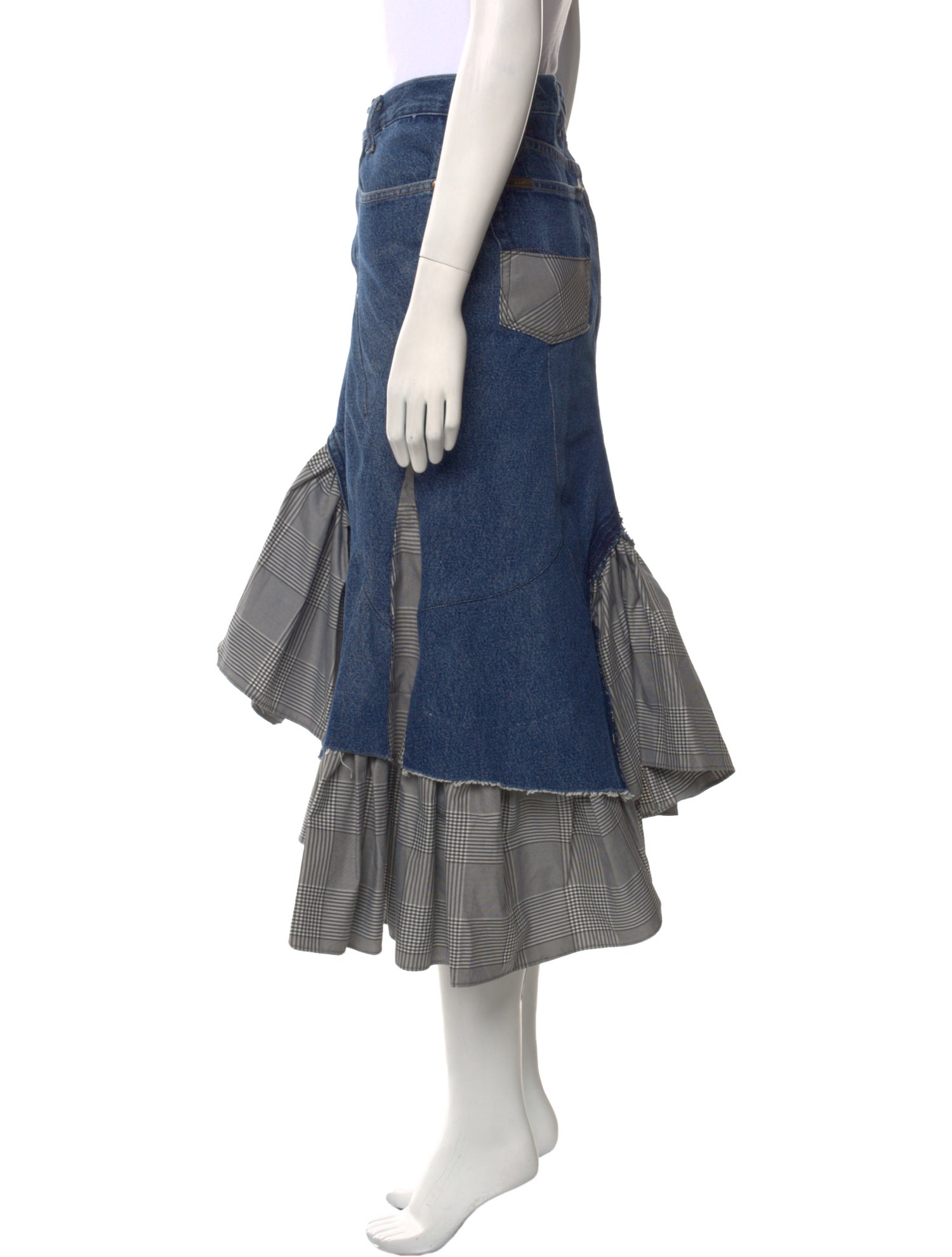 Rentrayage Plaid Print Midi Length Skirt