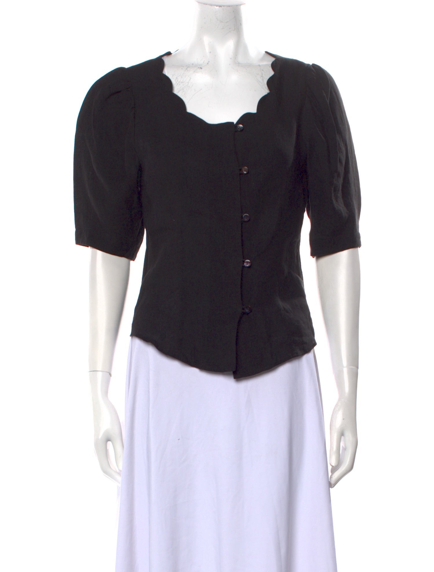 Rentrayage Square Neckline Short Sleeve Button-Up Top w/ Tags