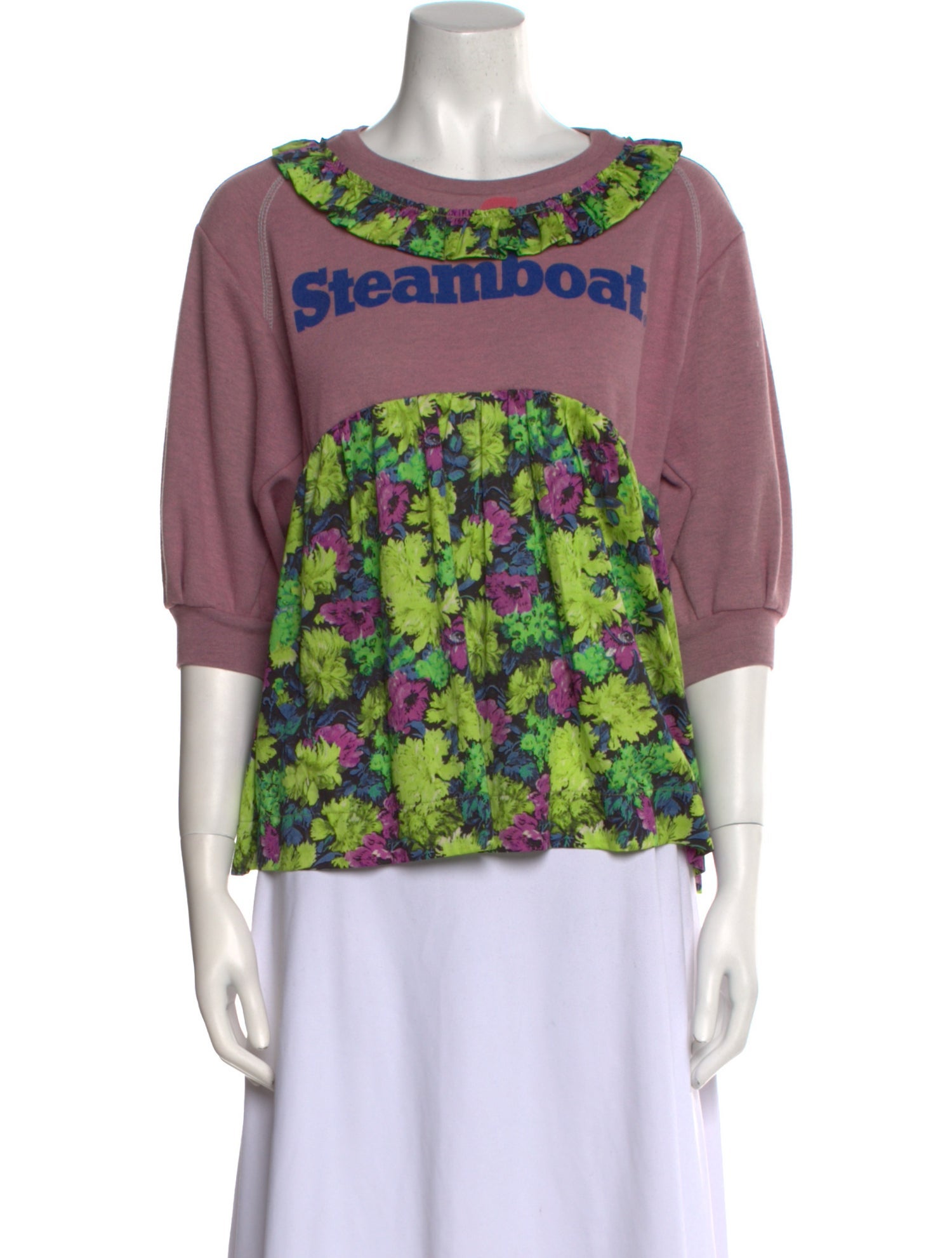 Rentrayage Floral Print Bateau Neckline T-Shirt w/ Tags