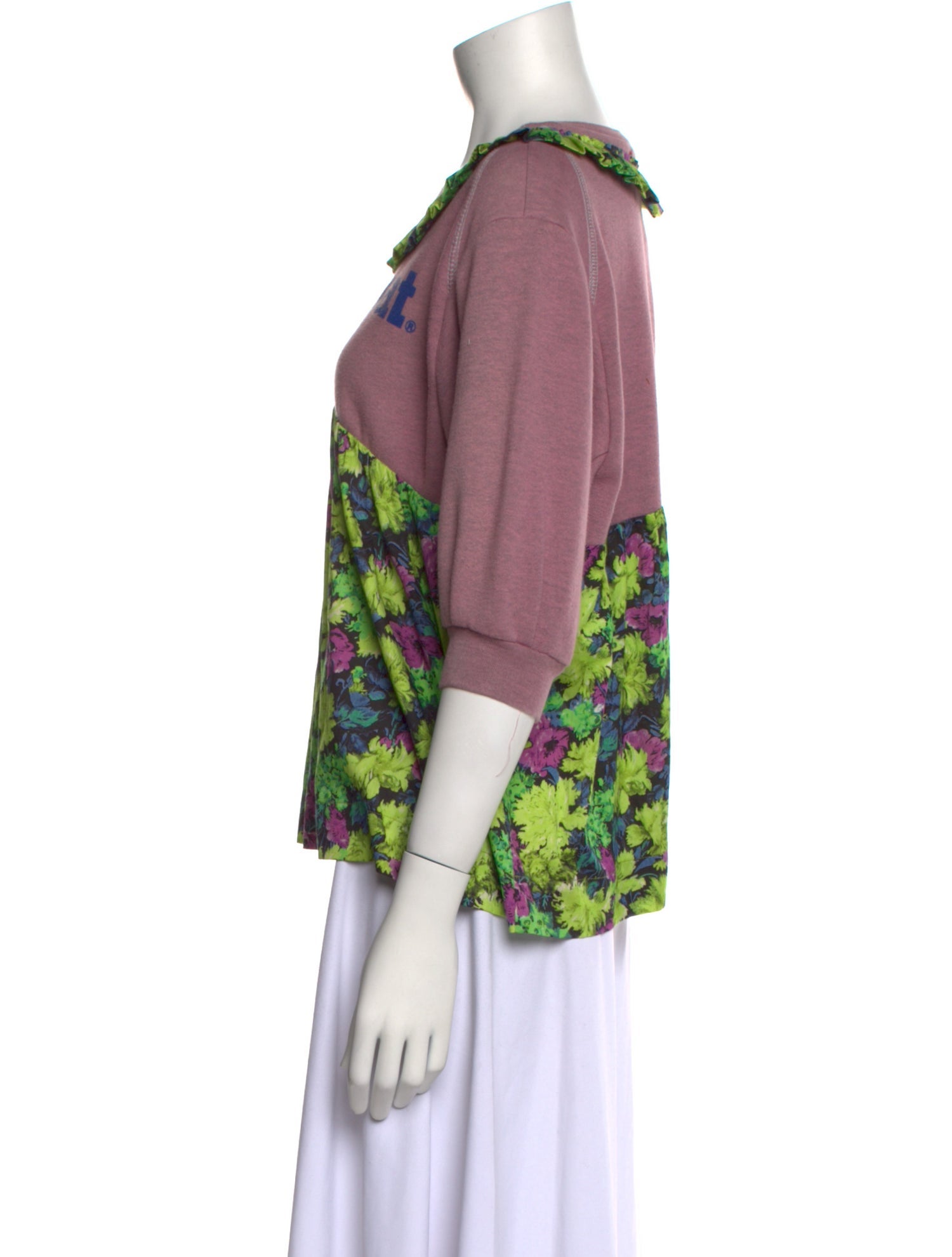Rentrayage Floral Print Bateau Neckline T-Shirt w/ Tags