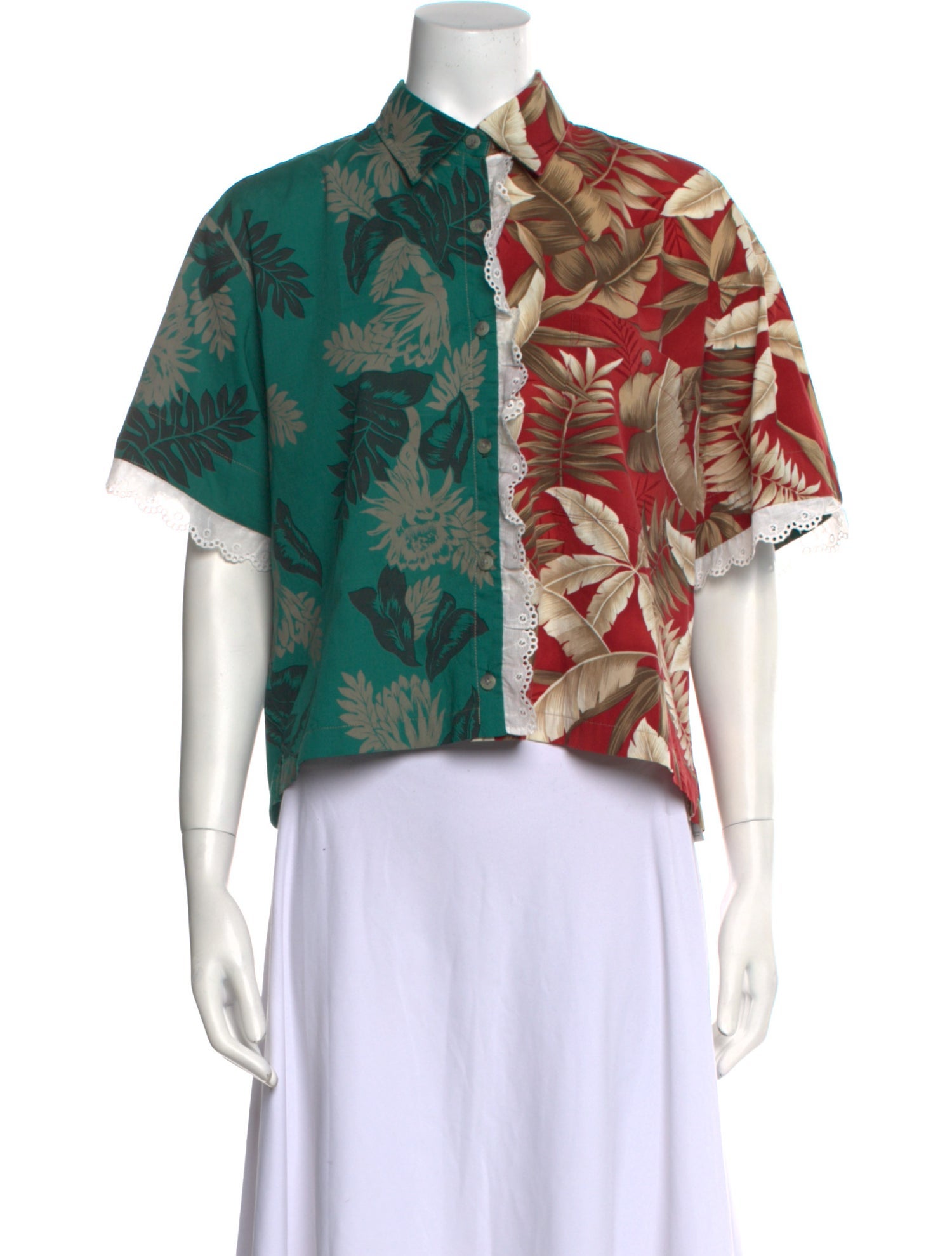 Rentrayage Printed Short Sleeve Button-Up Top