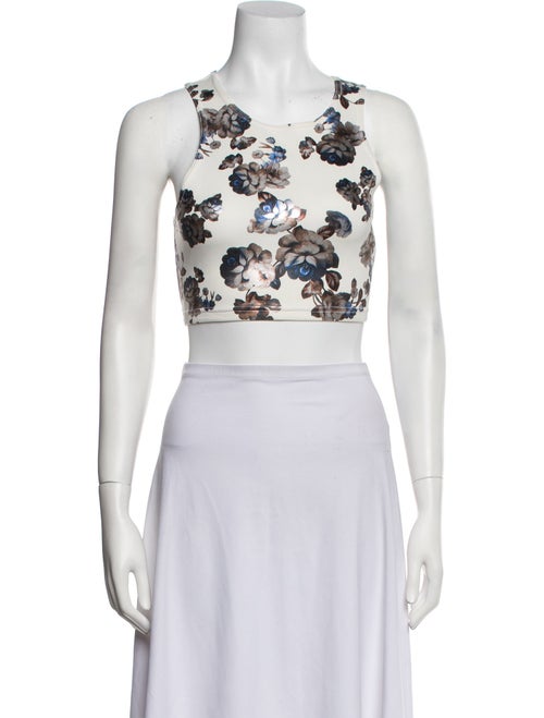 Rentrayage Floral Print Scoop Neck Crop Top