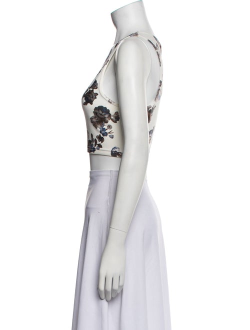 Rentrayage Floral Print Scoop Neck Crop Top
