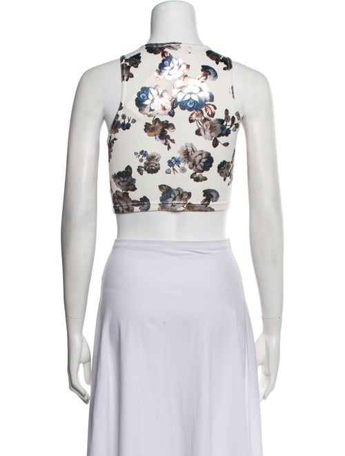 Rentrayage Floral Print Scoop Neck Crop Top