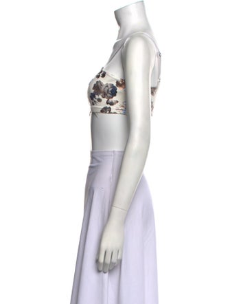 Rentrayage Printed Square Neckline Crop Top