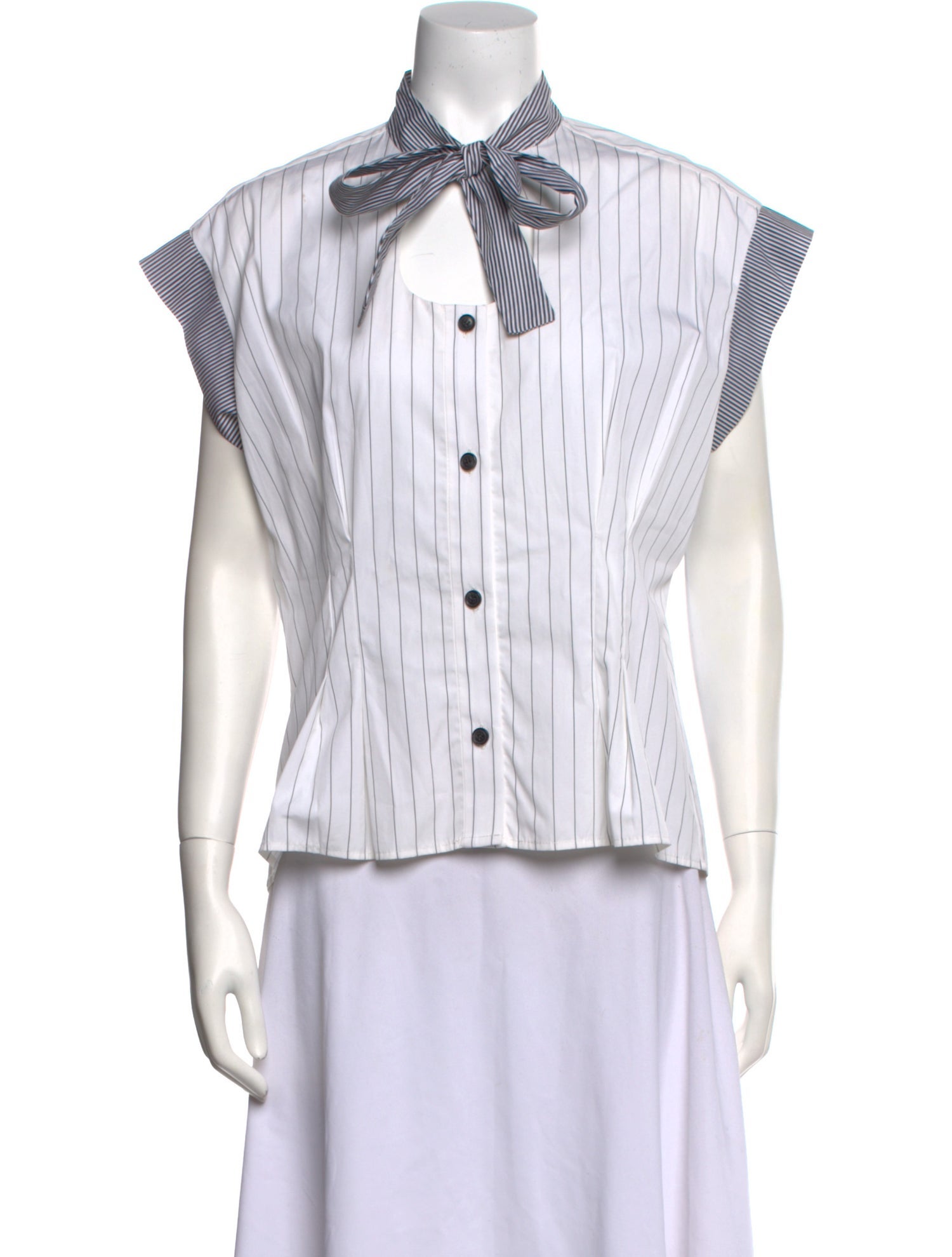 Rentrayage Striped Short Sleeve Button-Up Top
