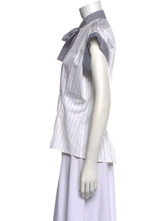 Rentrayage Striped Short Sleeve Button-Up Top