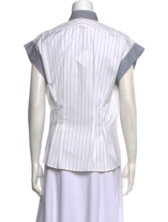 Rentrayage Striped Short Sleeve Button-Up Top