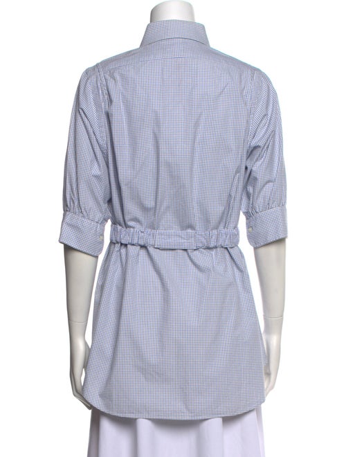 Rentrayage Plaid Print Three-Quarter Sleeve Button-Up Top