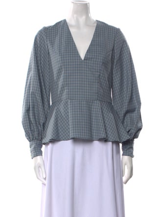 Rentrayage Plaid Print V-Neck Top