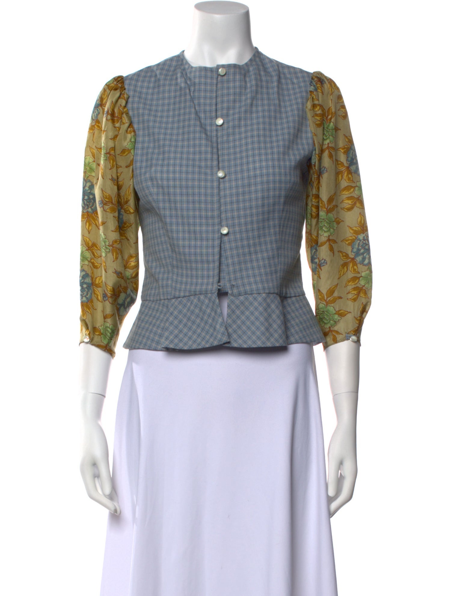 Rentrayage Plaid Print Crew Neck Crop Top