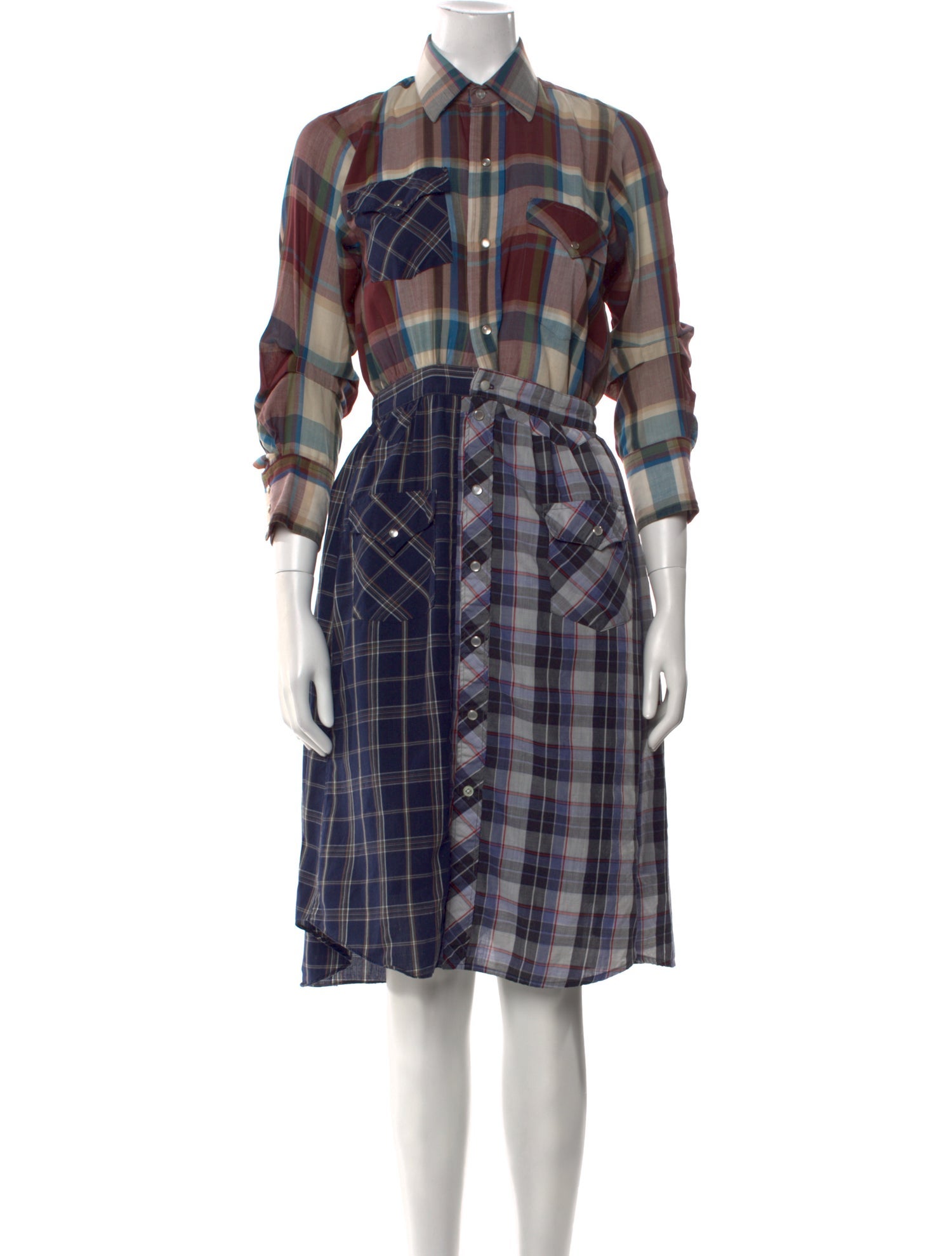 Rentrayage Plaid Print Knee-Length Dress