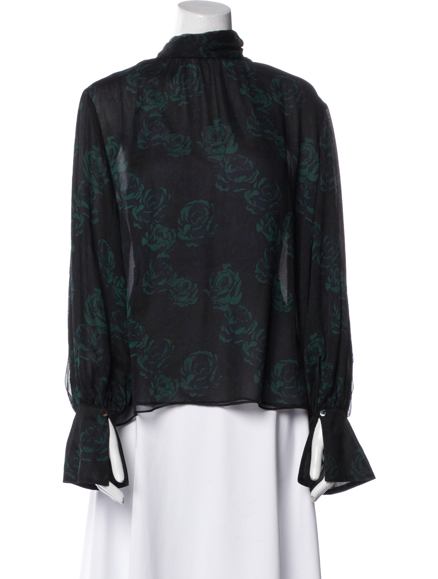 Rentrayage Floral Print Mock Neck Blouse w/ Tags