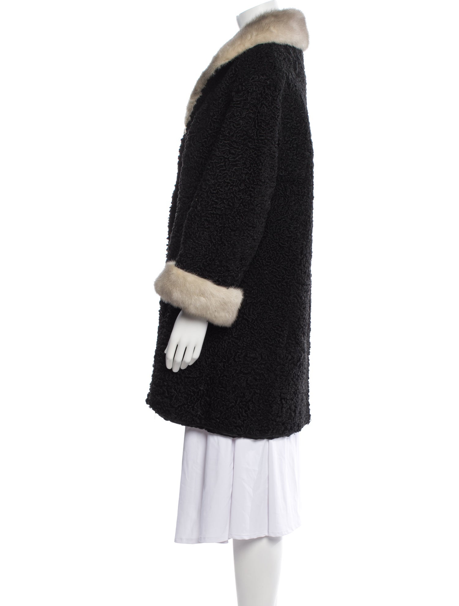 Rosendorf/Evans Fur Colorblock Pattern Fur Coat