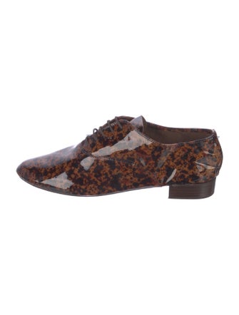 Repetto Patent Leather Animal Print Oxfords