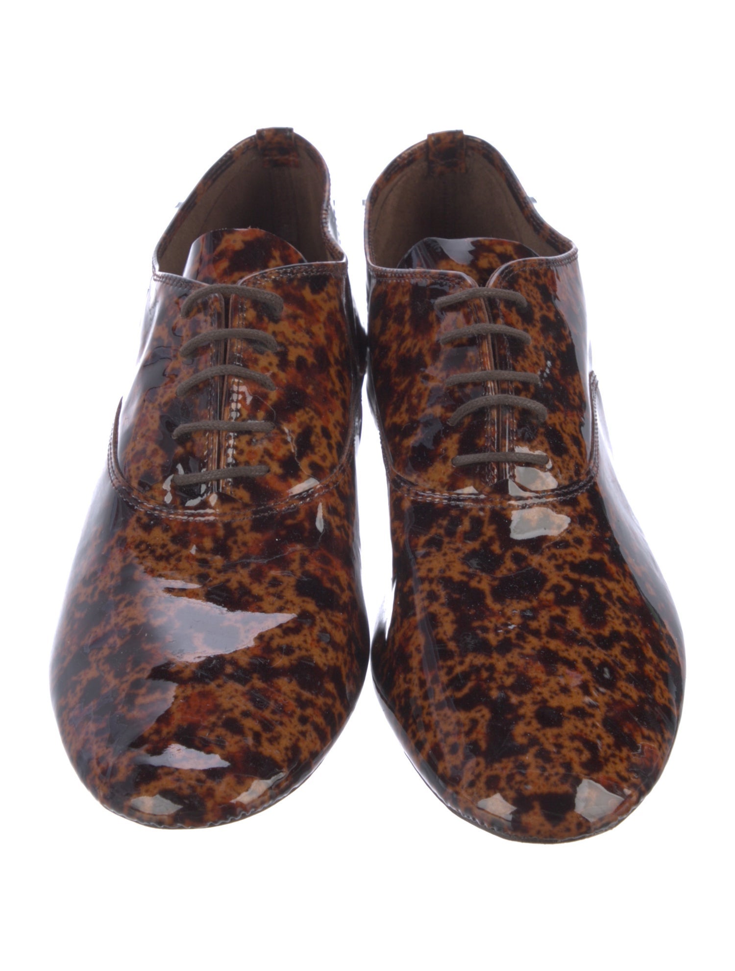 Repetto Patent Leather Animal Print Oxfords