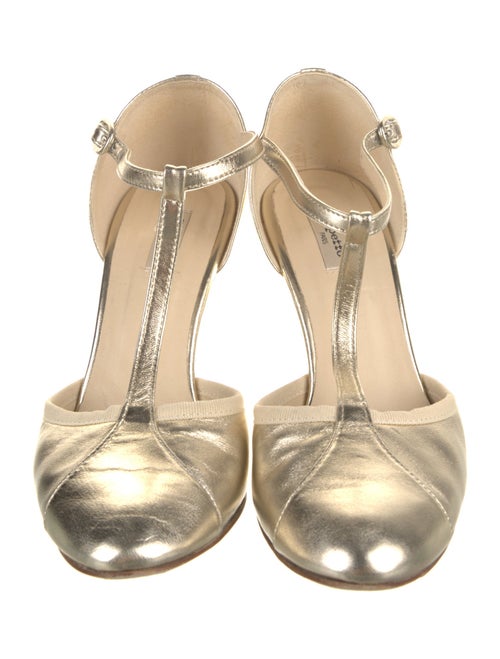 Repetto Leather Grosgrain Trim T-Strap Pumps