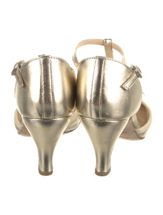 Repetto Leather Grosgrain Trim T-Strap Pumps