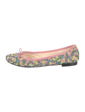 Repetto Printed Bow Accents Ballet Flats