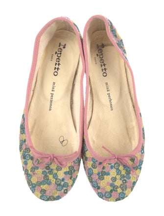 Repetto Printed Bow Accents Ballet Flats