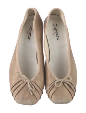 Repetto Suede Bow Accents Ballet Flats