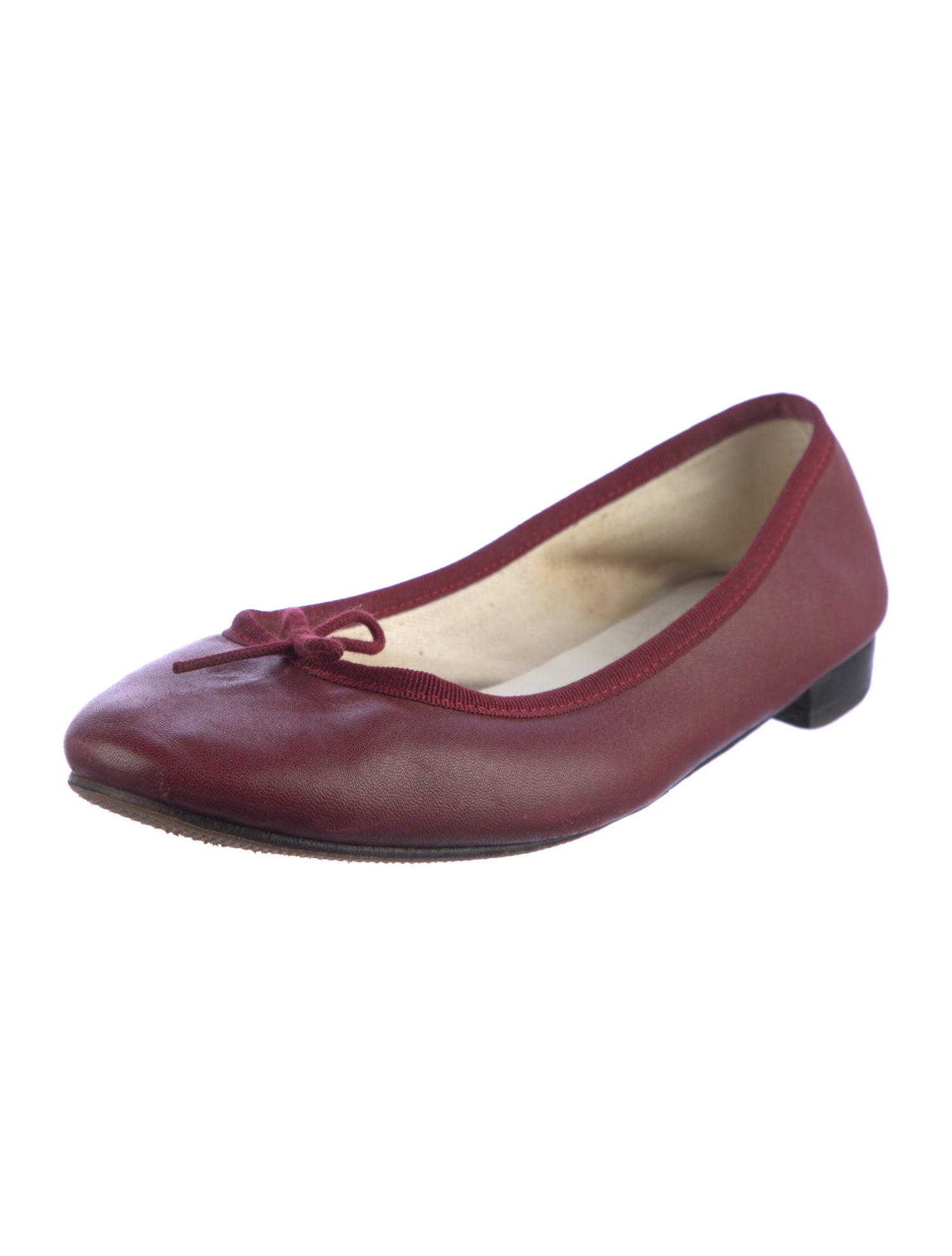 Repetto Leather Bow Accents Ballet Flats