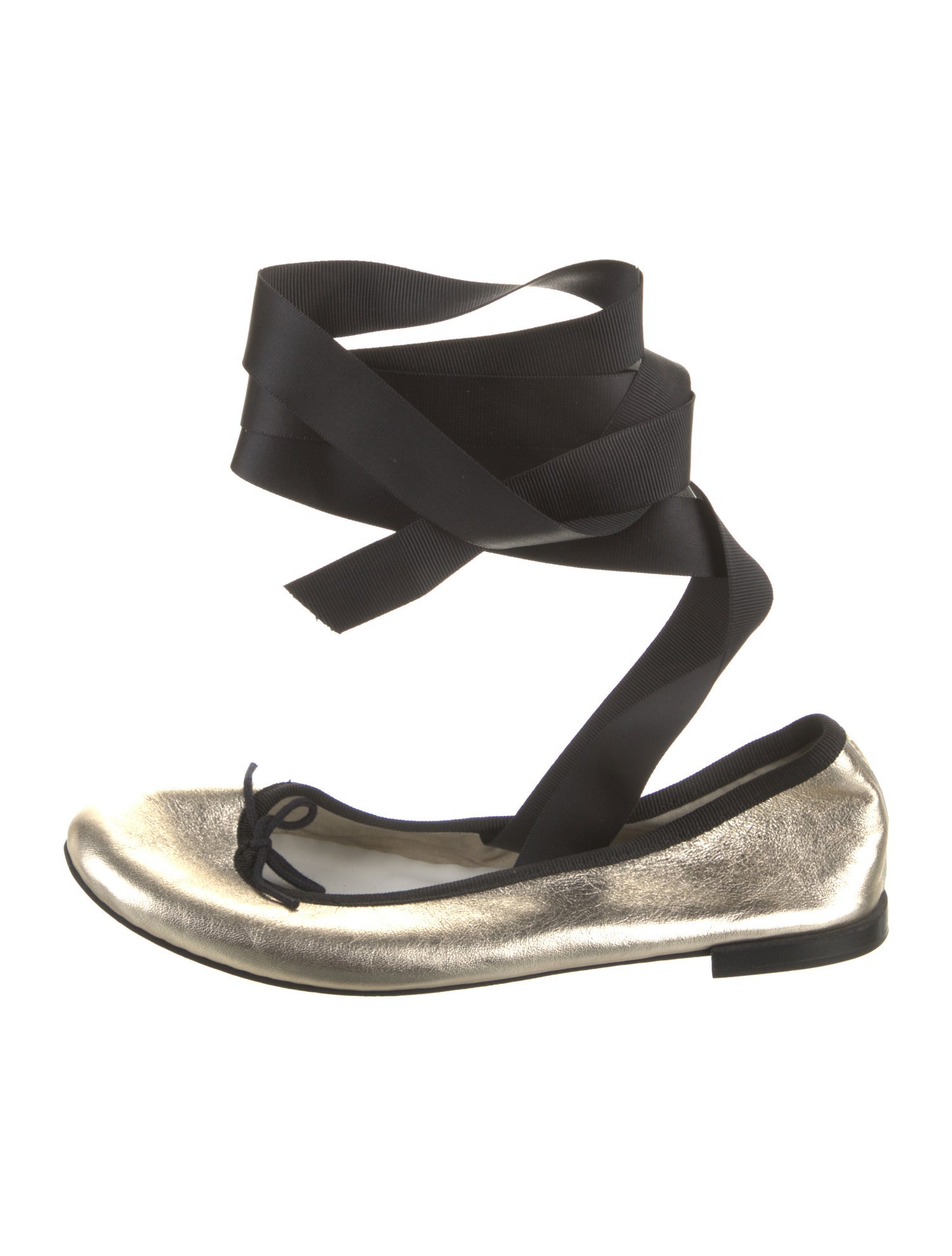 Repetto Leather Bow Accents Ballet Flats