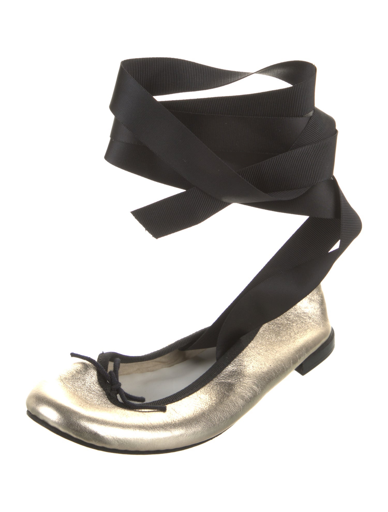 Repetto Leather Bow Accents Ballet Flats