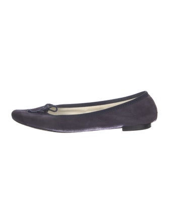 Repetto Suede Bow Accents Ballet Flats