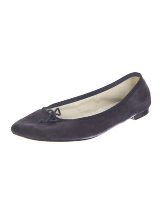 Repetto Suede Bow Accents Ballet Flats