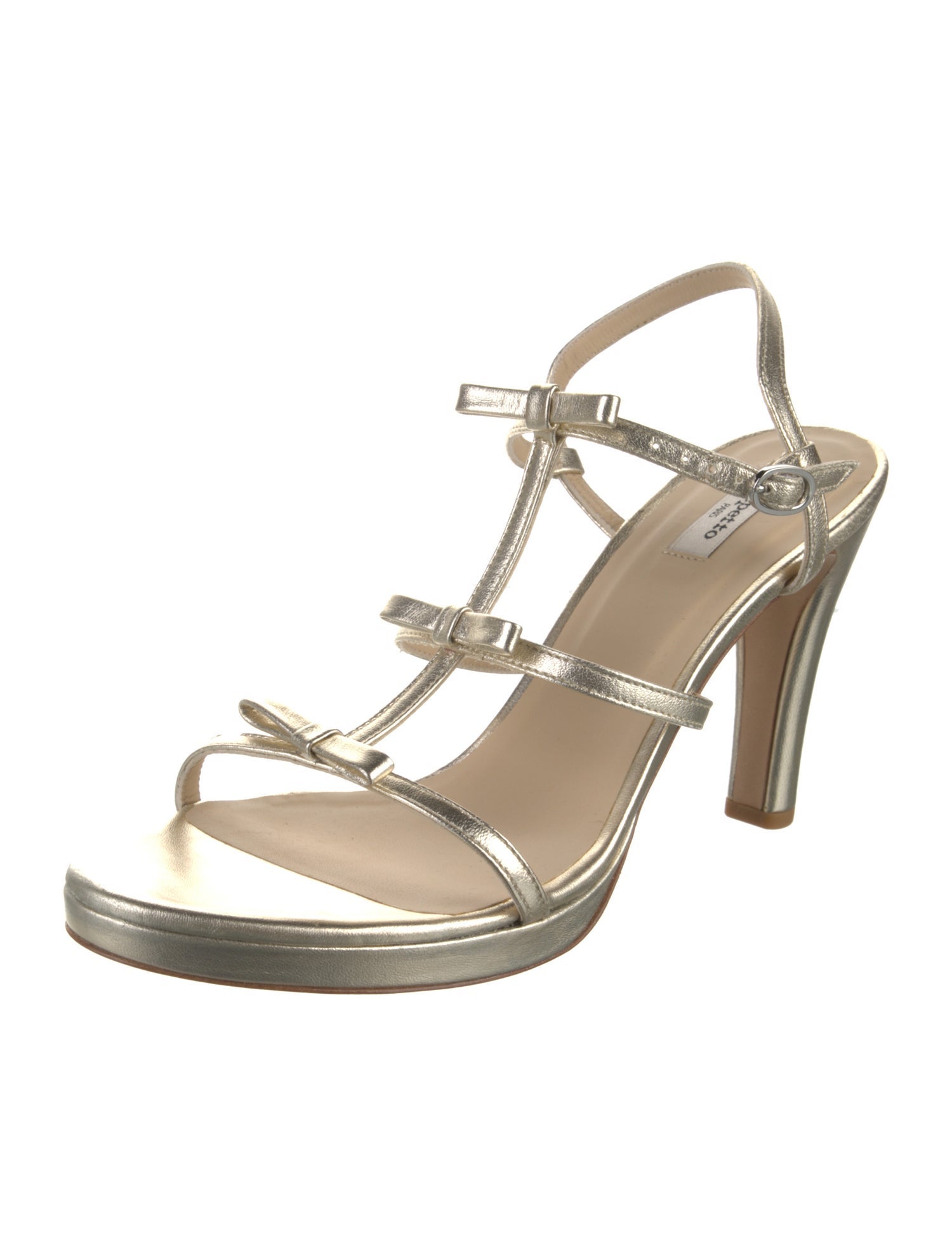 Repetto Leather Bow Accents T-Strap Sandals