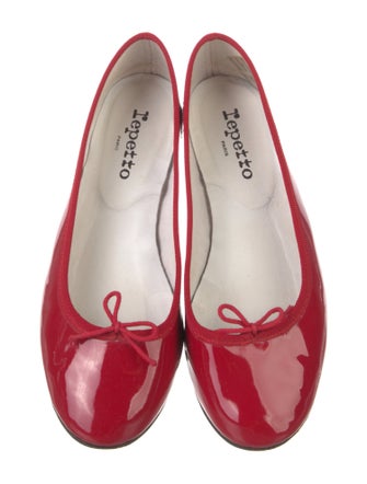 Repetto Patent Leather Bow Accents Ballet Flats