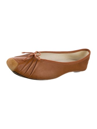Repetto Leather Bow Accents Ballet Flats