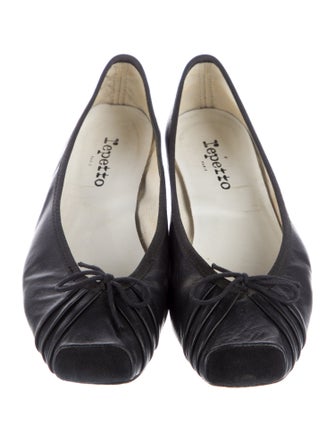 Repetto Leather Bow Accents Ballet Flats