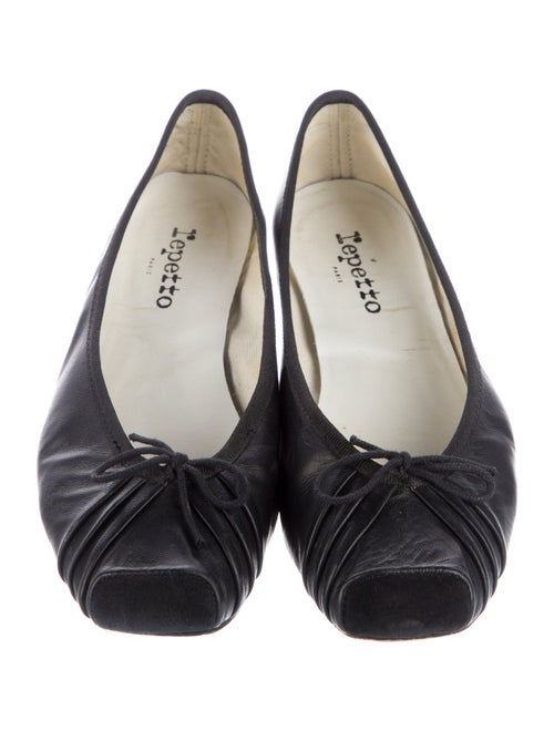 Repetto Leather Bow Accents Ballet Flats