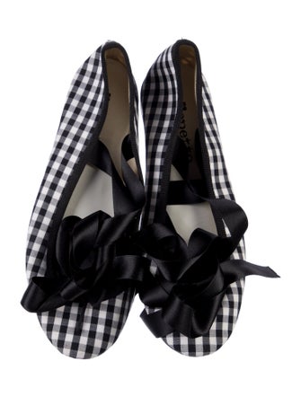 Repetto Plaid Print Bow Accents Ballet Flats