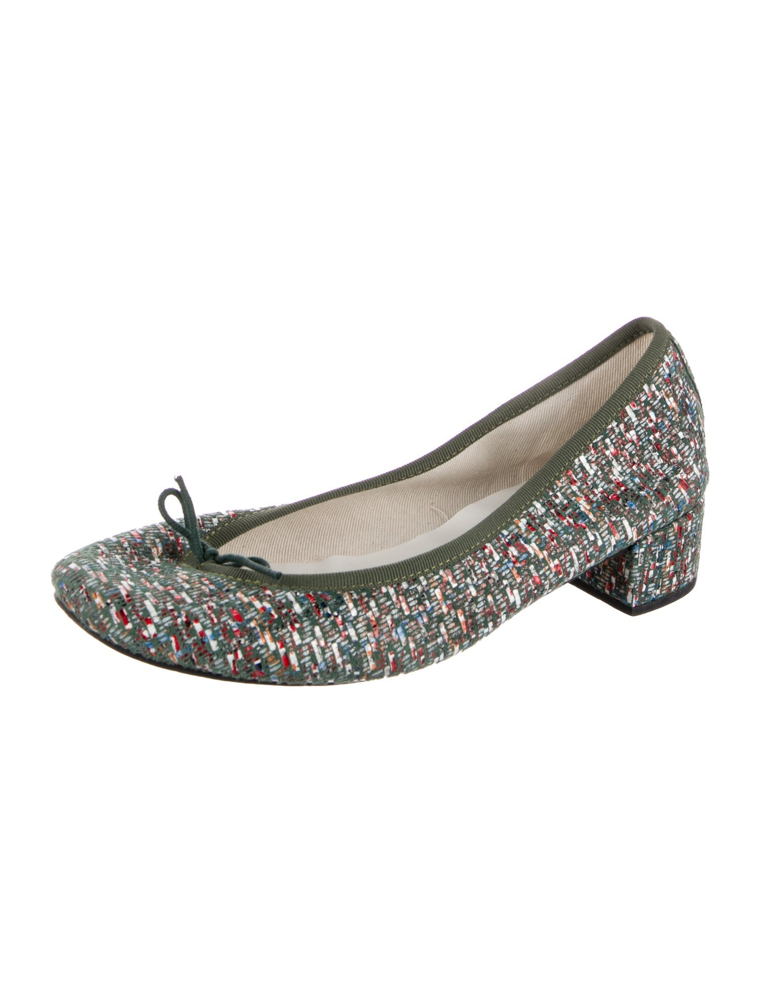 Repetto Tweed Pattern Bow Accents Pumps