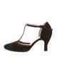 Repetto Suede Grosgrain Trim T-Strap Pumps