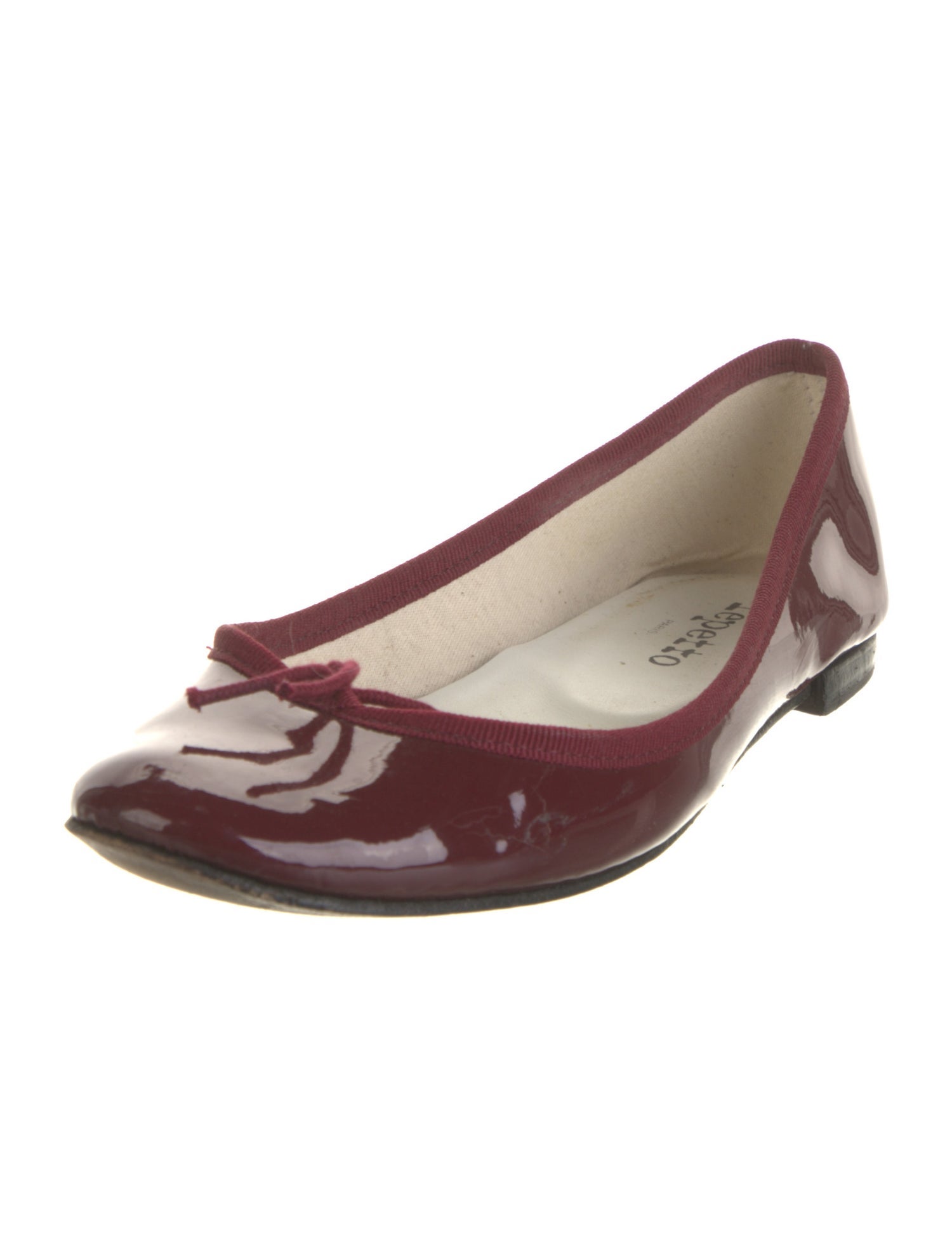 Repetto Patent Leather Bow Accents Ballet Flats