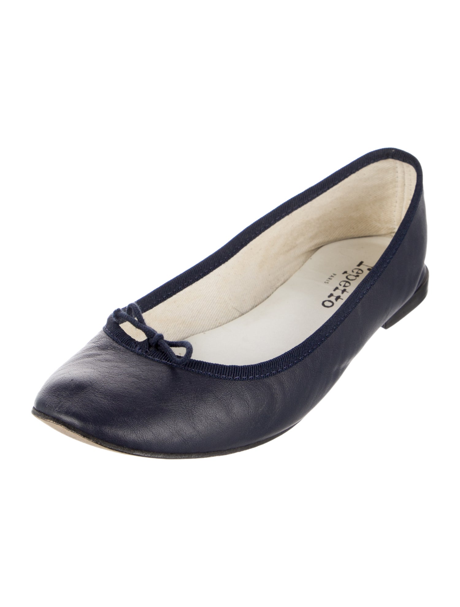 Repetto Leather Bow Accents Ballet Flats