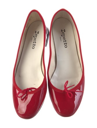 Repetto Patent Leather Bow Accents Ballet Flats