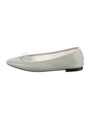 Pre-owned Repetto Leather Bow Accents Ballet Flats In Green